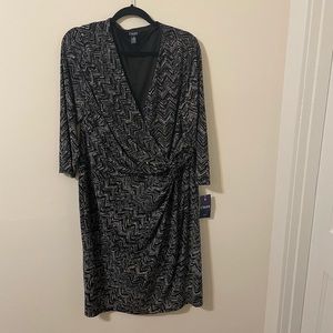 NWT! Chaps black and white faux- wrap dress in 20W